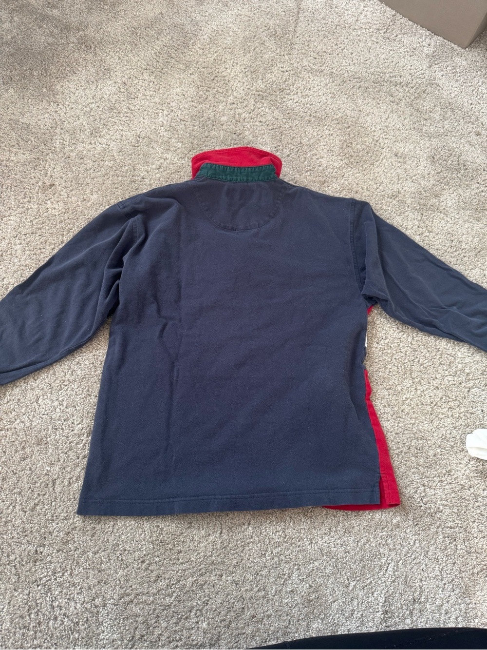 Vintage Bugle Boy Navy, Red, Green & White Striped Rugby Polo - Picture 4 of 4